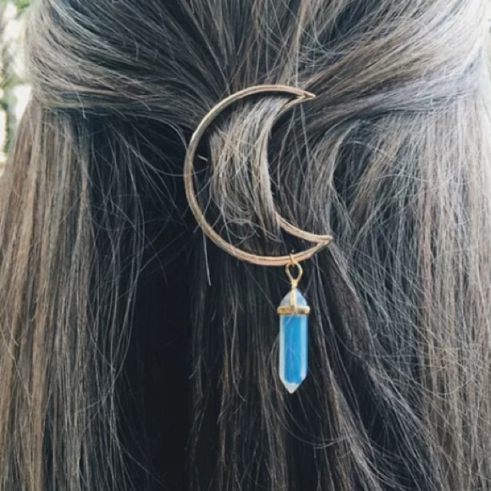 Moonstone opal crystal hair clip